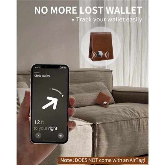 Mens Wallet with AirTag holder,Genuine Leather Bifold Wallets for Men RFID - Picture 3 of 7